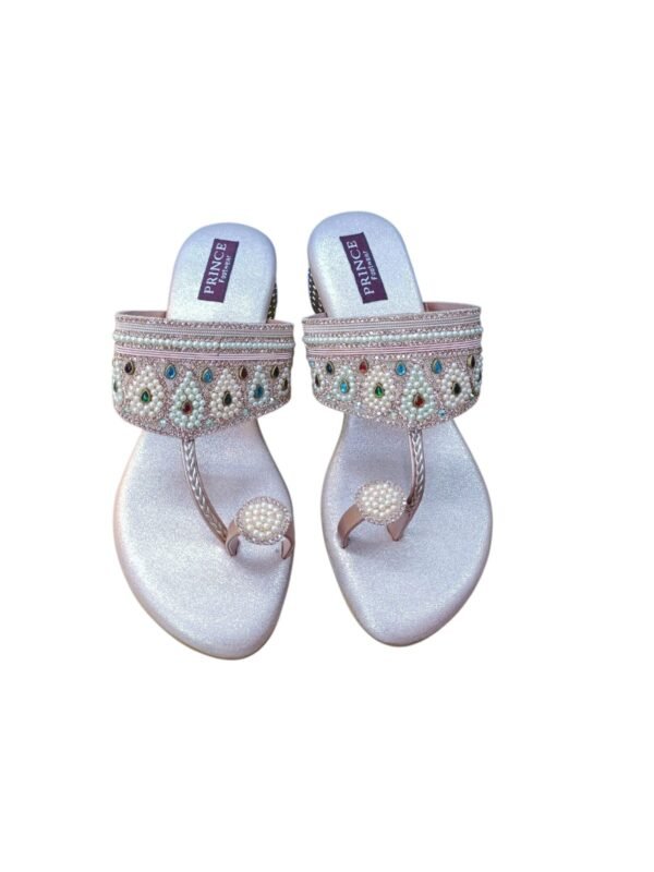 WhatsApp Image 2026-06-10 at 8.09.59 PM Rose Gold Glitter Sandals with Stone & Pearl Embellishments – 1.5 Inch Heel