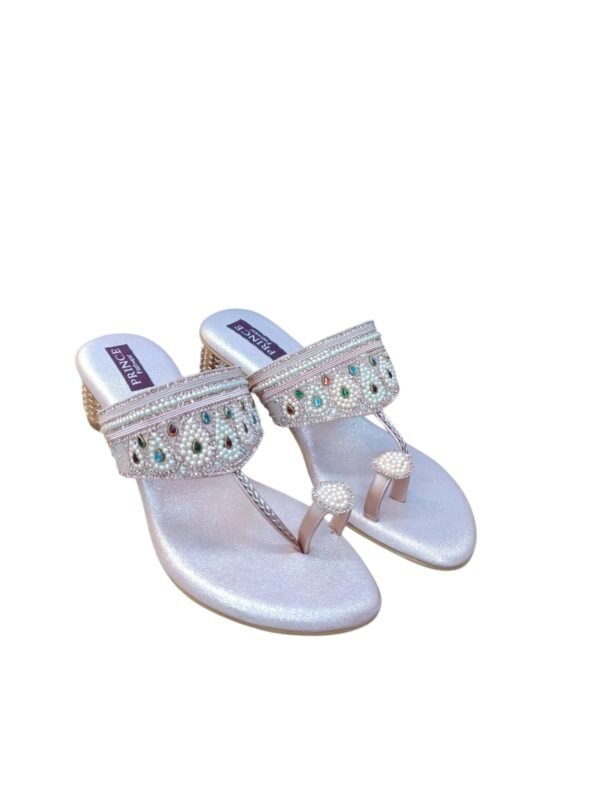 WhatsApp Image 2026-06-10 at 8.10.00 PM (2) Rose Gold Glitter Sandals with Stone & Pearl Embellishments – 1.5 Inch Heel